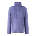 thumbnail image 4 of Mikilon Women's Long Sleeve Fleece Jackets Zipper Solid Color Pocket Plus Velvet Warm Coat, 4 of 4