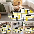 thumbnail image 5 of Round Rugs 5Ft, Yellow Black Geometric Round Area Rug Washable Indoor Throw Carpet, Modern Simple Abstract Art Soft Non Slip Circle Rug for Cabinet Bathroom Home Decor Aesthetic, 5 of 8
