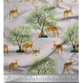 thumbnail image 1 of Soimoi Polyester Crepe Fabric Tree & Kangaroo Animal Print Fabric by The Yard 52 Inch Wide, 1 of 1