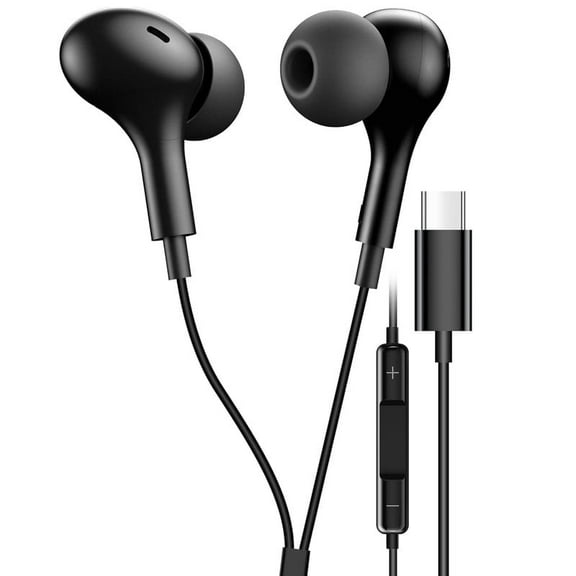 TTech Type C Wired Headphones USB-C Earbuds Earphones Compatible with iPhone 15 16 Pro Max Plus / Samsung Galaxy S24/S23/S22/S21 Ultra, Universal for All USB-C devices, Black