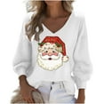 thumbnail image 2 of Hipattires Long Sleeve Tops for Women Christmas Dressy Pullover Comfy V-Neck Blouse Winter Waffle Womens Shirts White, 2 of 3