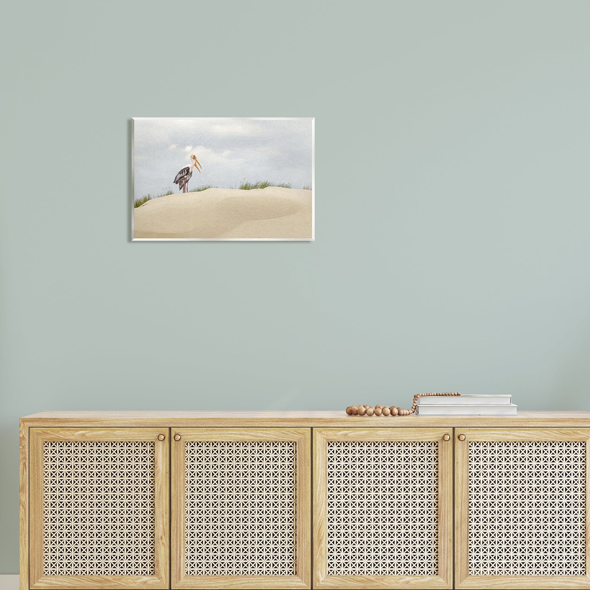 Stupell Pelican Duo Sandy Beach Dunes Landscape Painting Wall Plaque Unframed Art Print Wall Art