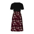 thumbnail image 3 of QIPOPIQ Robes Midi pour Femmes à Étages à Manches Courtes Imprimé Tendance Décontracté Robe d'Été à Col Rond Robe Patchwork Offres 2023, 3 of 4