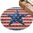 thumbnail image 2 of Large Round Rug 8Ft, Independence Day Non-Slip Washable Circle Rugs Carpet, 4 of July Blue Red Stars Striped Wood Indoor Outdoor Rug Floor Mats Throw Runner for Bedroom Living Room Bathroom, 2 of 8
