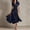 Dark Blue, variant on Morttic Women's V-Neck Short Sleeve Midi Dress – Mixed Stripe Wrap Waist Tie, Flowy A-Line Hem, Casual Summer Spliced Dress Dark Blue,L
