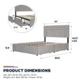 Queer Eye Oxford Upholstered Storage Bed Frame, Queen, Light Gray