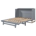 thumbnail image 5 of Harper & Bright Designs Queen Murphy Bed Wall Bed with Gold Leg, Queen Size Cabinet Bed Folding Wall Bed with Frosted Glass Doors Design and Fake Drawers, Gray, 5 of 12