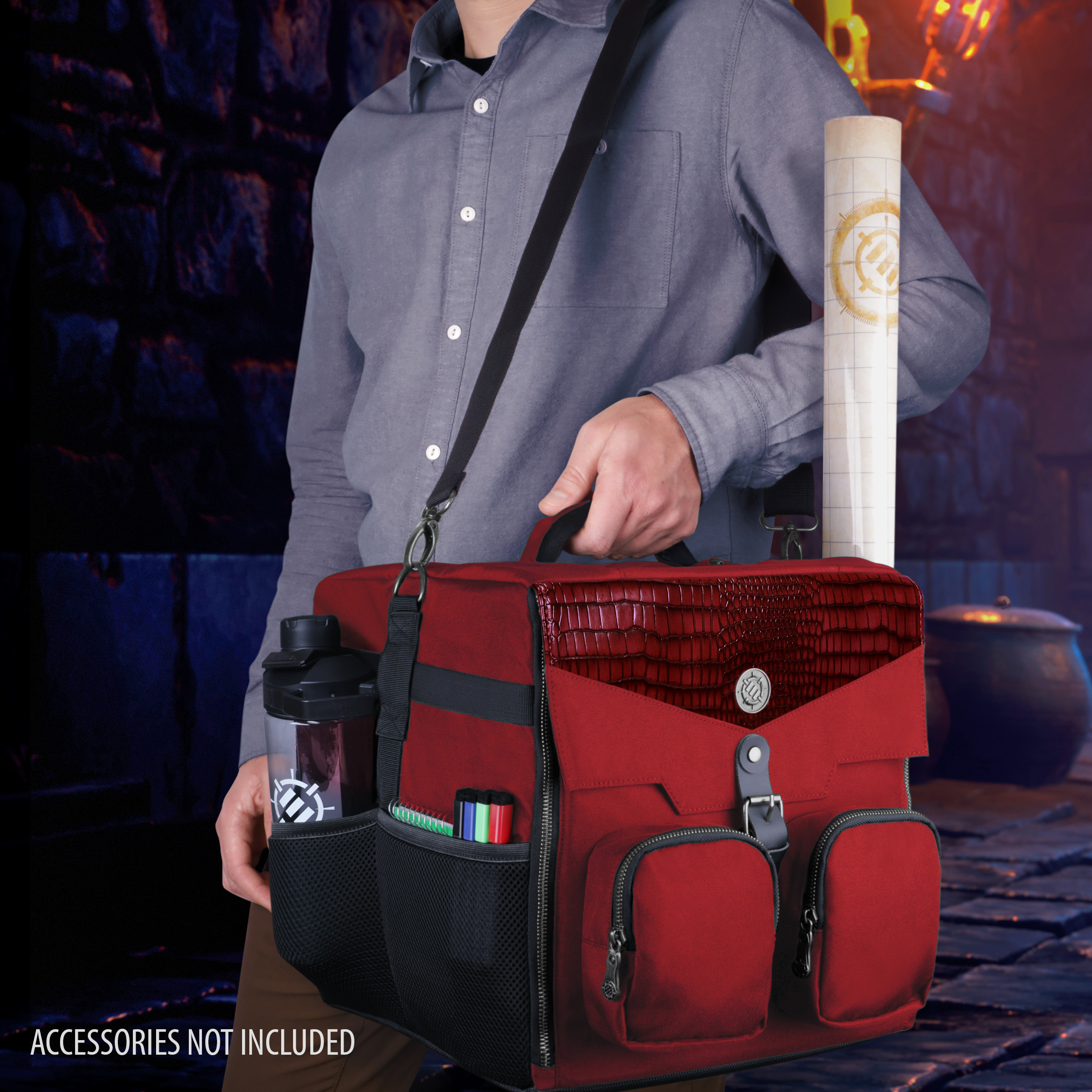 ENHANCE Collector's Edition Board Game Shoulder Bag - Game Storage with Pockets (Dragon Red)