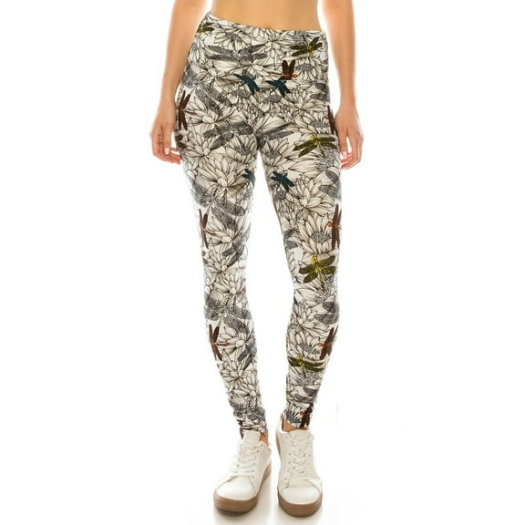 Long Yoga Style Banded Lined Multi Printed Knit Legging With High Waist Multi