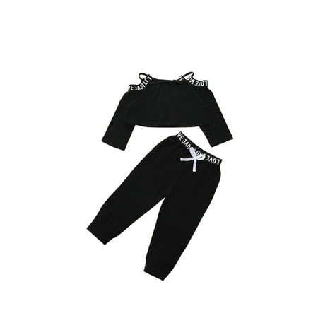 

Girls Clothes Set Off-the-shoulder Tops and Elastic Waist Pants