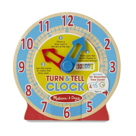 Melissa & Doug Turn & Tell Wooden Clock - Educational Toy With 12+ Reversible Time Cards