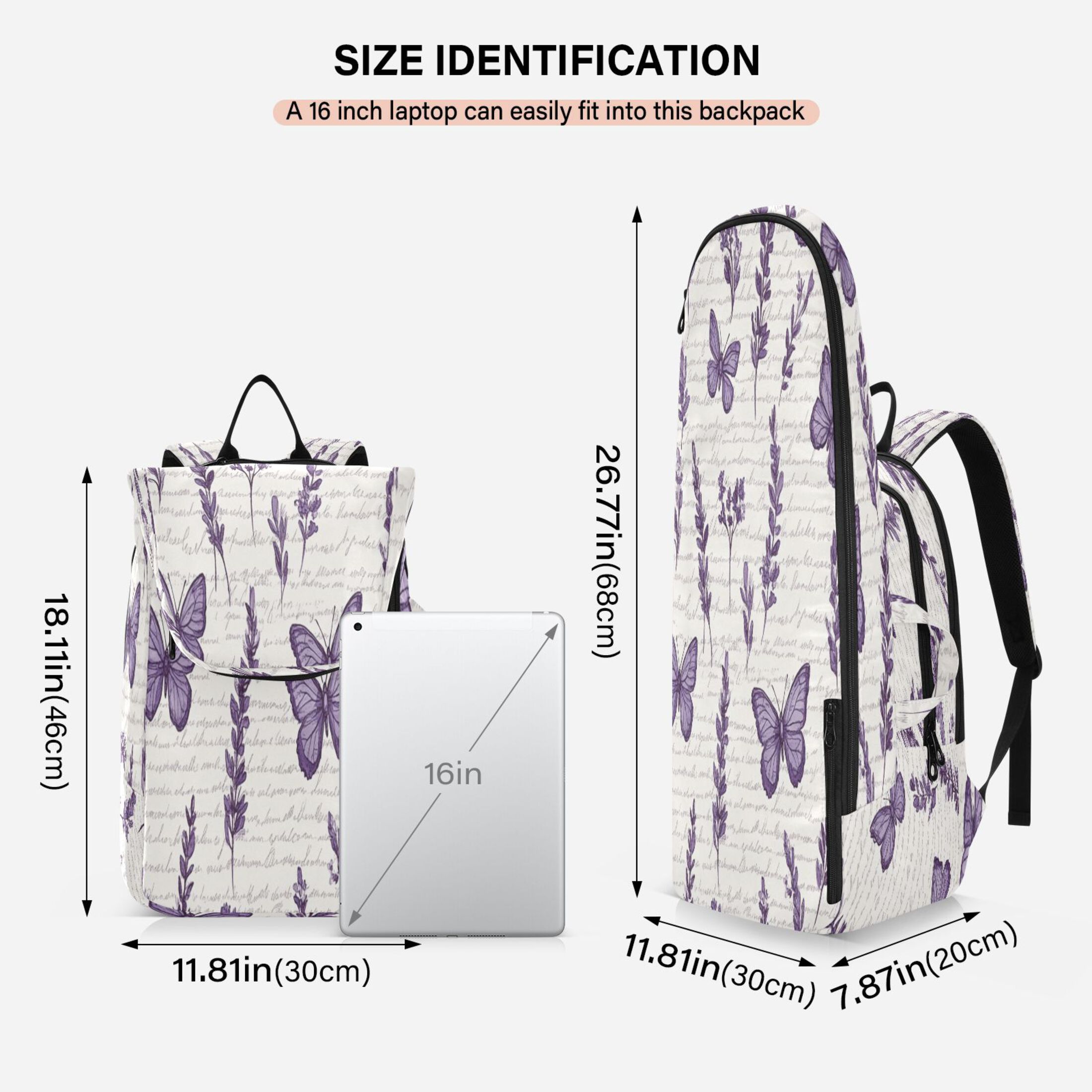 2 Racquet Holder Tennis Backpack Tennis Racket Covers Gym Bags Lavender Flowers and Butterflies