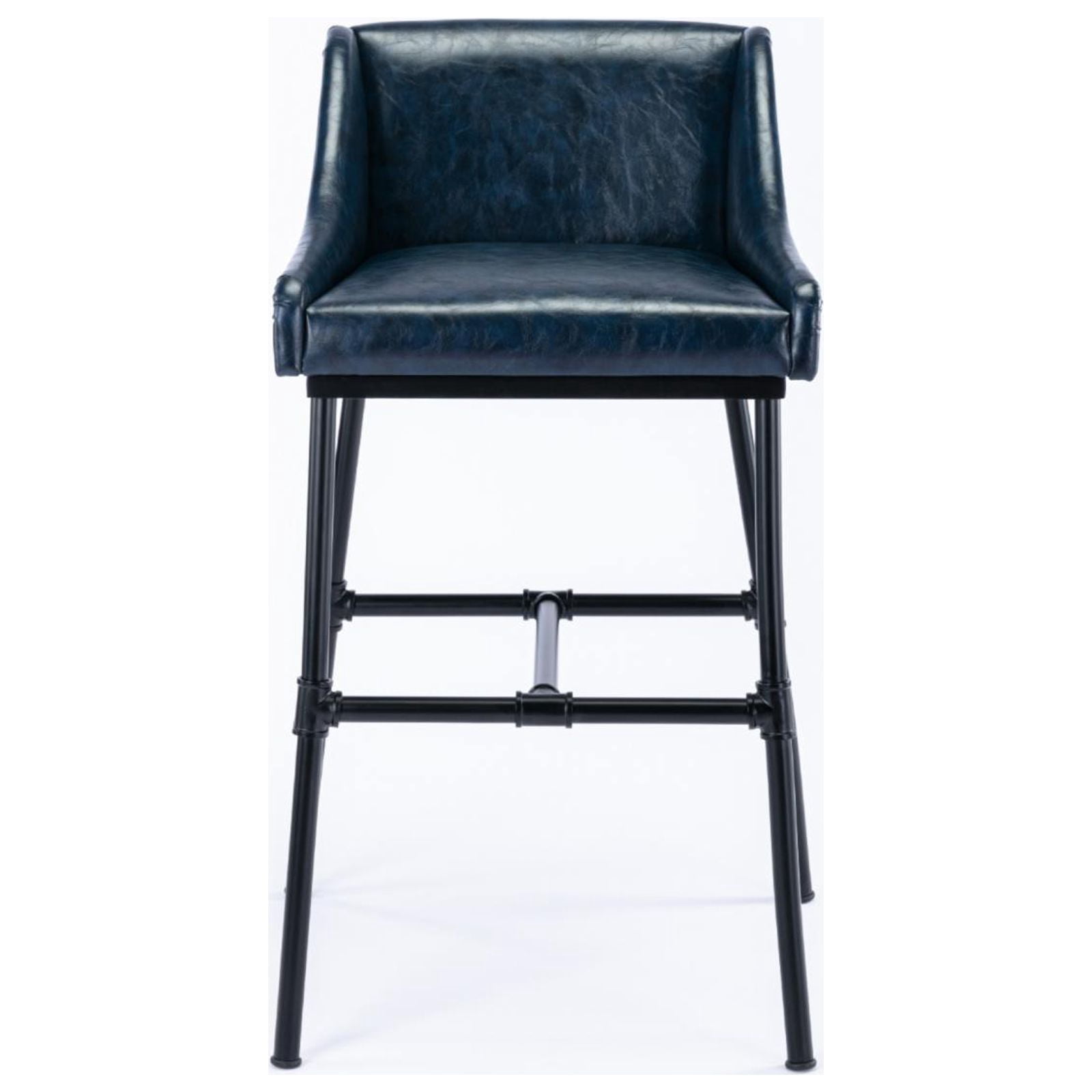 Boraam Parlor Adjustable Height Faux Leather Bar Stool, Burgundy and Black