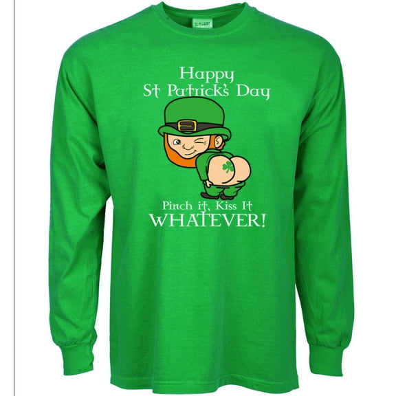 St Patricks Day Clothes Mens Funny T-shirt Long Sleeve Green Graphic Tee