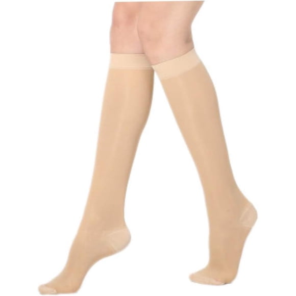 TZZT Sheer Compression 15-20 mmHg Support Stockings Hose (Nude, S/M) Nude S/M