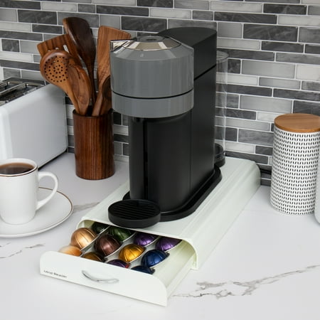 Mind Reader - Nespresso Compatible Capsule Drawer, Countertop Organizer, Coffee Pod Holder, Storage, 9.25"L x 15"W x 2"H - White