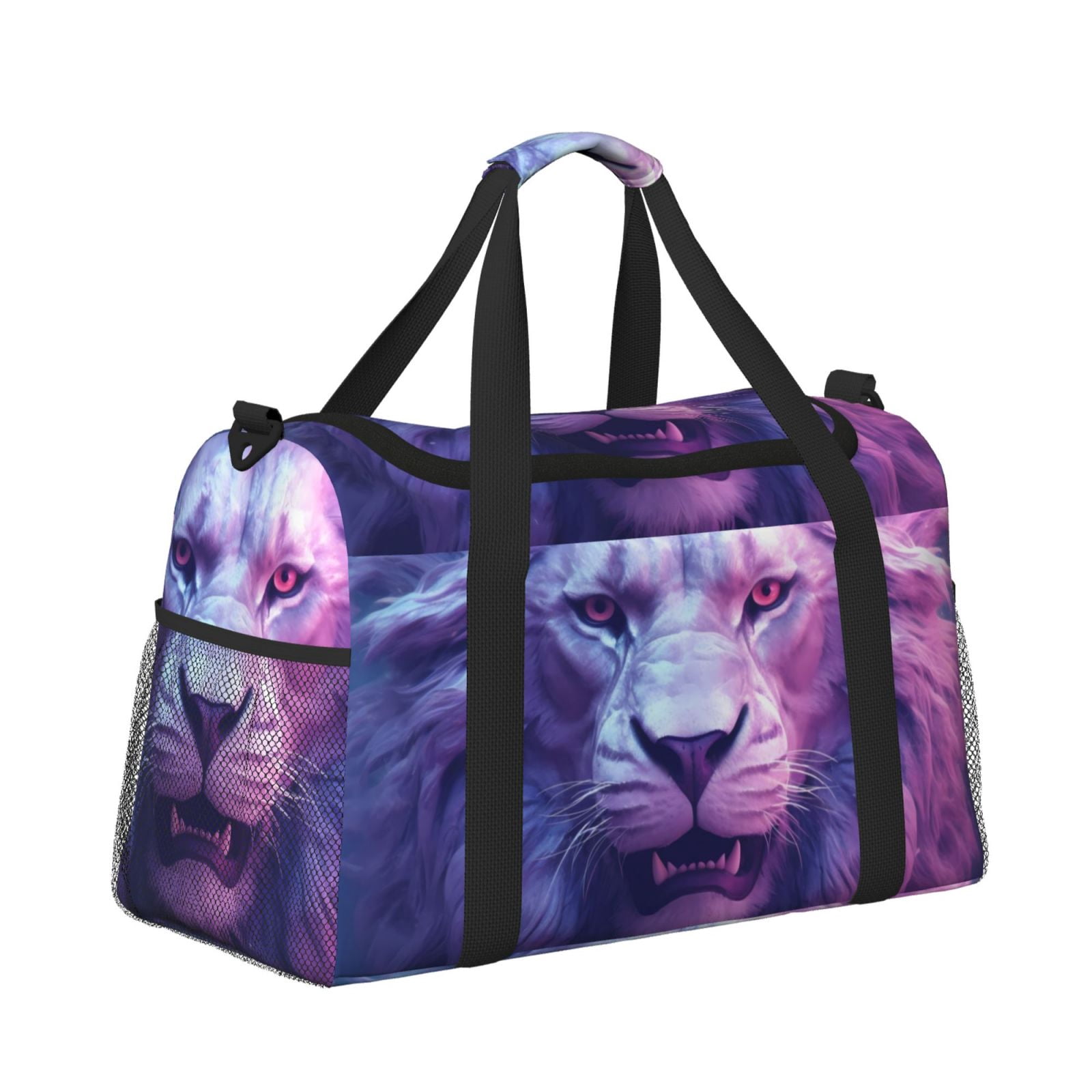 Fuzoiu Cool Lion Head Print Travel Duffle Bag,Carry On Tote Bags,Duffel Bag,Sport Gym Bag, Hospital Bag for Labor and Delivery, Overnight Bag,Luggage Bag