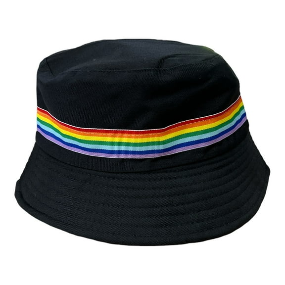 LGBTQIA  Rainbow Black Bucket Hat Lid