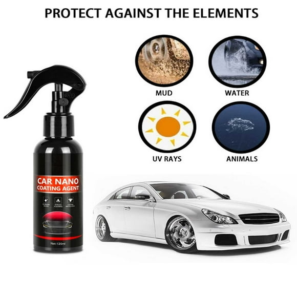LutIedan Car Nano Coating Agent Nano Plating Car Wax Spray Enhances Gloss Hydrophobic Layer UV Protection Scratch Resistance Quickly Application for All Exteriors