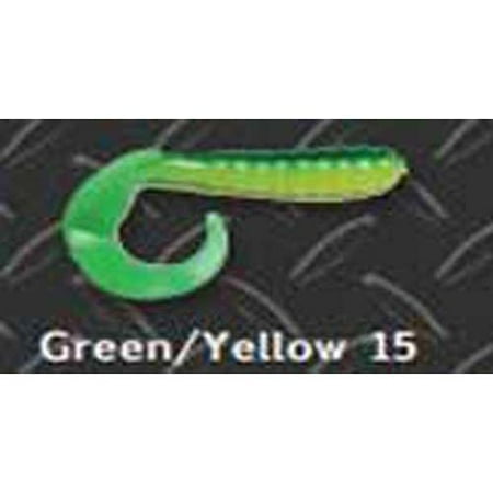 Big Bite Curl Tail Grub 2' 10ct Green/Yellow