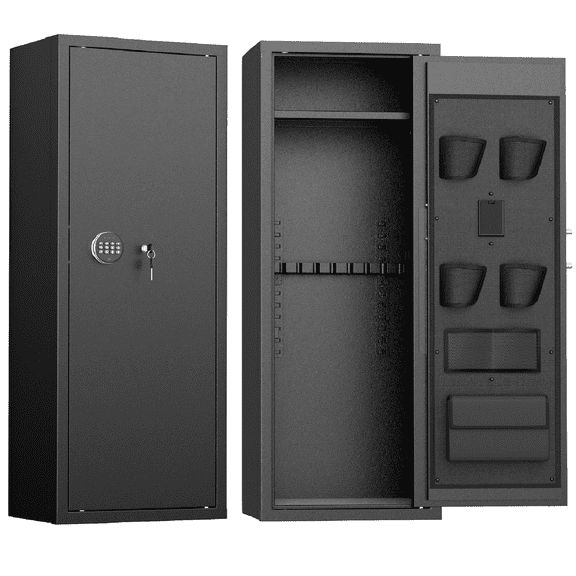 SUNCROWN 12-15 Gun Safe for Rifles and Pistols,Quick Access Rifle Gun Safe with Keyboard Lock, Gun Cabinets for Rifles and Shotguns with Pocket and Rifle Rack for Home