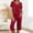 Red, variant on Kctiaxy Womens Loungewear Set Short Sleeve Pyjamas V Neck Casual Outfits Solid Basic Cropped Pants Sportswear Tracksuit Loose Fits Comfy Sleepwear Suits