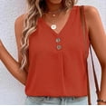 thumbnail image 2 of Tank Tops For Women Sleeveless Solid Color V Neck Buttoned Casual Vest Camisole Tops For Women, 2 of 4