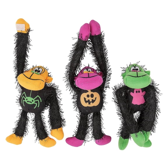 Fun Express Halloween Long Arm Stuffed Gorillas - 12 Pieces