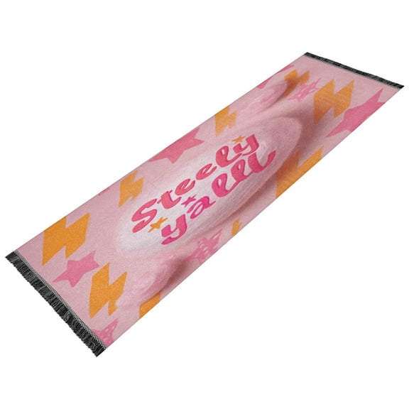 Vintage Modern Runner Rug,Non Slip Machine Washable 72"x23.5" Polyester Material Pet-Friendly Durable,Applicable to Entryway Rug Living Room Rug Pink Lightning
