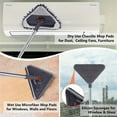 thumbnail image 6 of Wall Cleaner with Long Handle, 360° Rotatable Wall Mop, Wall Washer Cleaner Tool for Walls/ Ceiling Fans/ Dust/ Baseboard/ Floors Clean, 6 Replacement Pads, 1 Squeegee Scraper Strips, 1 Mop Holder, 6 of 9