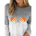 thumbnail image 3 of DYMADE Women Plus Size Halloween Gradient Hot Stamping Long Sleeve T-shirt, 3 of 4