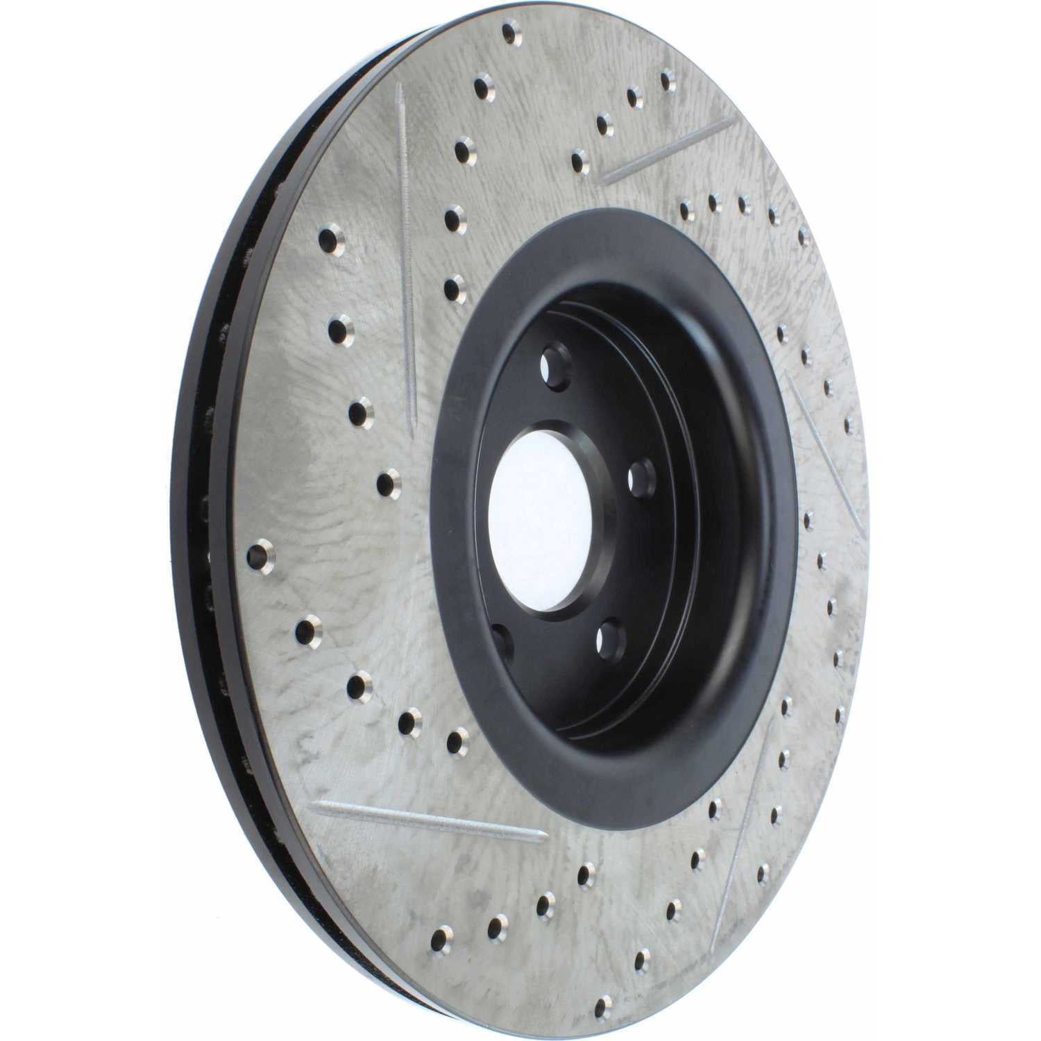 StopTech 127.65146L Sport Cross-Drilled & Slotted Disc Brake Rotors, European style brake pad