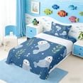 thumbnail image 3 of Manfei Cute Cartoon Seal Twin Sheet Sets for Kids Boys and Girls, Ocean Animal Print Bedding 3 Pieces, 1 Flat Sheet, 1 Fitted Sheet and 1 Pillowcase, 3 of 6