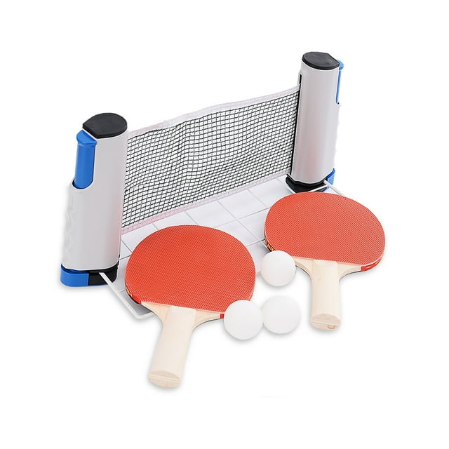 Set de Ping Pong con Red Retráctil Match & Enjoy Set de Ping Pong con red retráctil y soportes ajustables, color azul y gris