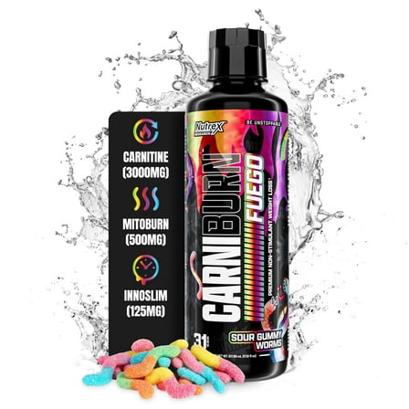 Nutrex Research CARNIBURN Advanced Liquid L Carnitine 3000mg with MitoBurn, InnoSlim & GBBGO (31 Servings)