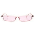 thumbnail image 2 of Womens Pop Color Narrow Rectangular Cat Eye Clear Frame Plastic Sunglasses Pink, 2 of 3