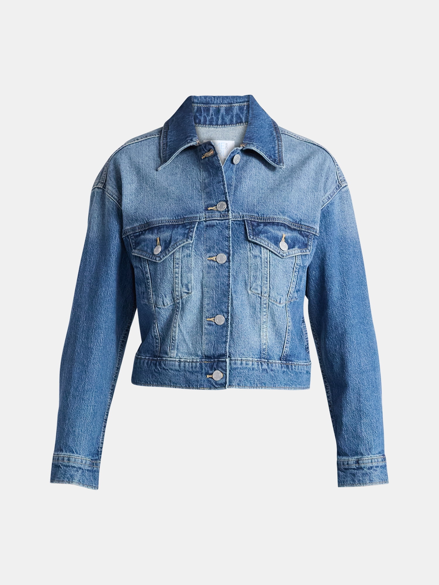 Time and Tru Women’s Cropped Denim Jacket, Sizes XS-3XL