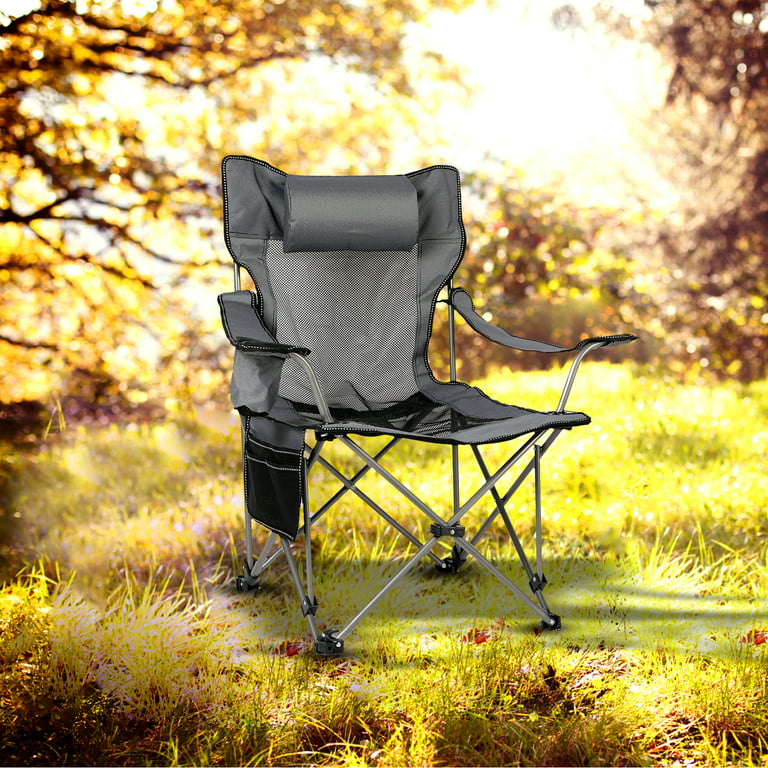 Clearance! Outdoor Camping Chair with Removable Footrest, Large, Grey 