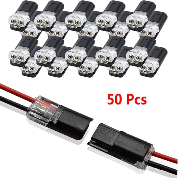 FungLam 50 pcs Double-Wire Plug-in Connector, Cable Clamp with Locking Buckle, AWG 18-22