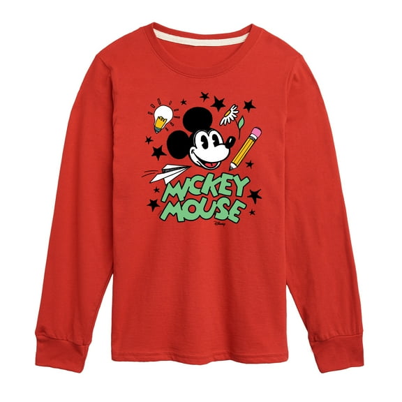 Disney - Mickey Mouse - School Icons - Youth Long Sleeve Graphic T-Shirt
