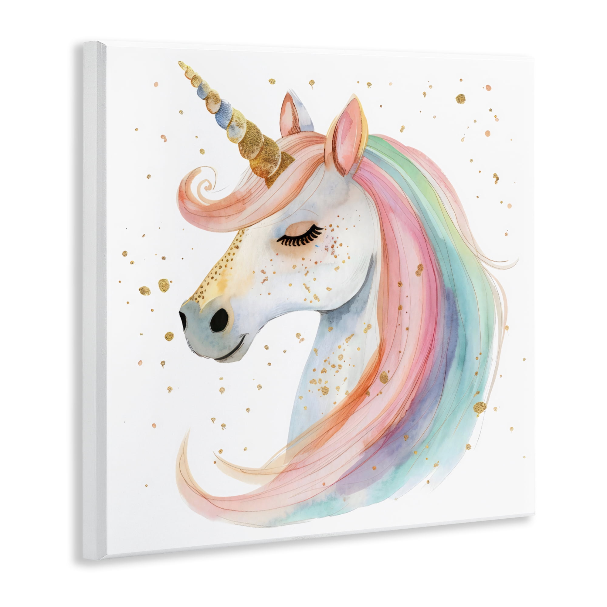 Stupell Industries Gold Speckled Pastel Unicorn Wall Plaque Art, design by Creative Studio