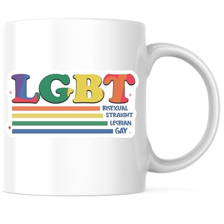 Bliss Monkey Co. LGBT Bisexual Straight Lesbian Gay Coffee Mug - 11 Ounce Ceramic Mug with Colorful Text - LGBTQ+ Pride Mug for Daily Use - Premium Ceramic - Design Printed On Both Sides - BMCM03810