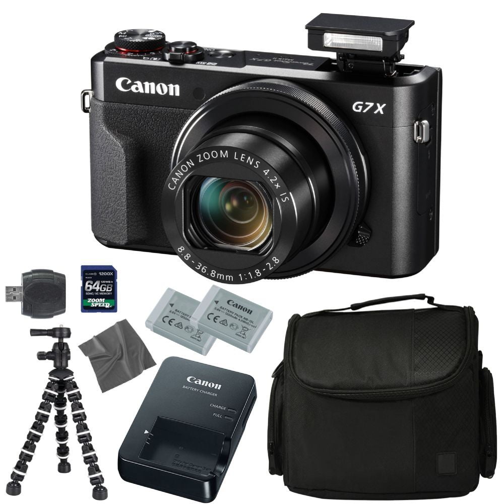 Canon PowerShot G7 X Mark II Digital Camera + 64GB 4K 1200X SDXC Card + Pro Case + 2X NB13L Canon PowerShot G7 X Mark II Digital Camera + 64GB 4K 1200X SDXC Card + Pro Case + 2X NB13L