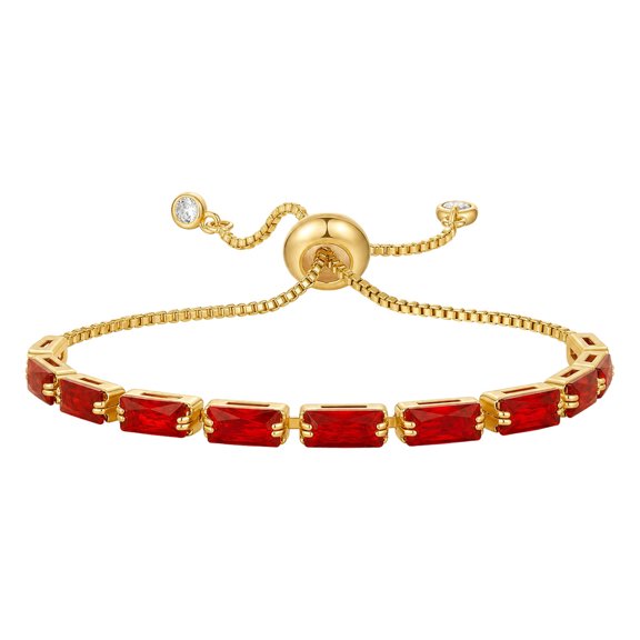 18K Gold-Plated Cubic Zirconia Rectangle Micro Pave Smooth Slider Bracelet Multicolor T120