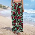 thumbnail image 6 of BiZtdJrK High Waisted Wide Leg Pants for Women Boho Printed Drawstring Loose Casual Pants Flowy Beach Vacation Pants with Pockets Green L, 6 of 10
