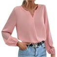 thumbnail image 1 of Womens Long Sleeve Tops and Blouses Womens Satin Socket V-Neck Solid-Color Commute Long Sleeve Blouses Shirt Tops Womens Tops and Blouses Womens Blouses Long Sleeve, 1 of 9