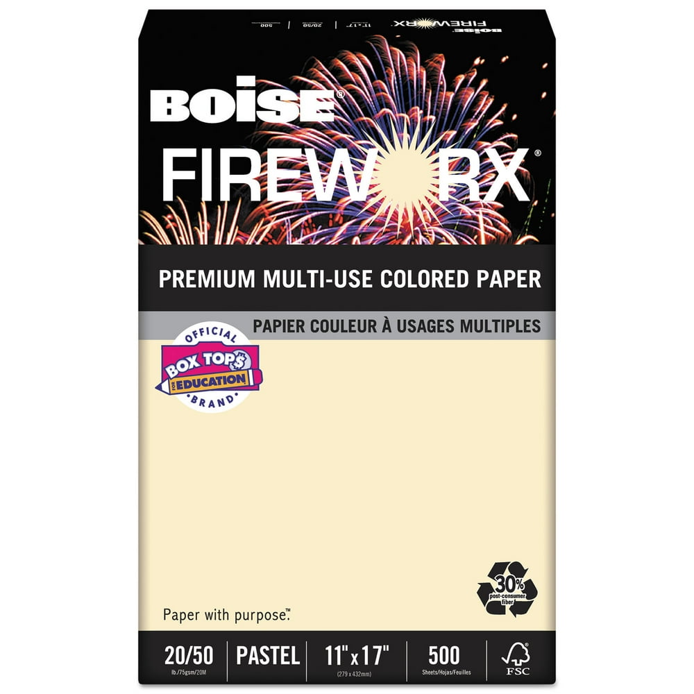 BOISE FIREWORX Premium MultiUse Colored Paper, 11" x 17" Ledger