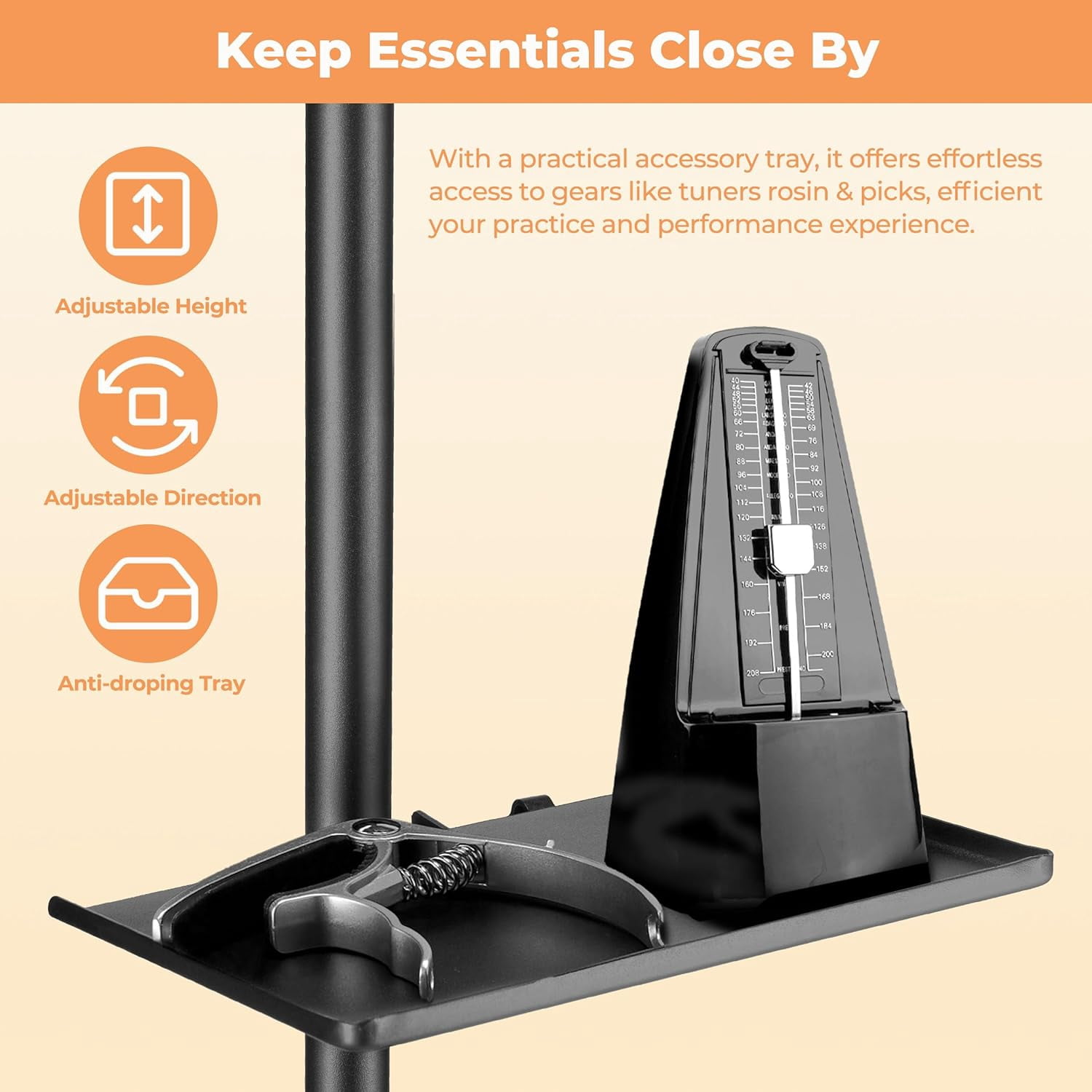 Sheet Music Stand, Professional Portable Music Stand for Sheet Music with Violin Hanger, Folding Sheet Music Folder Music Instrument Stand with Carrying Bag