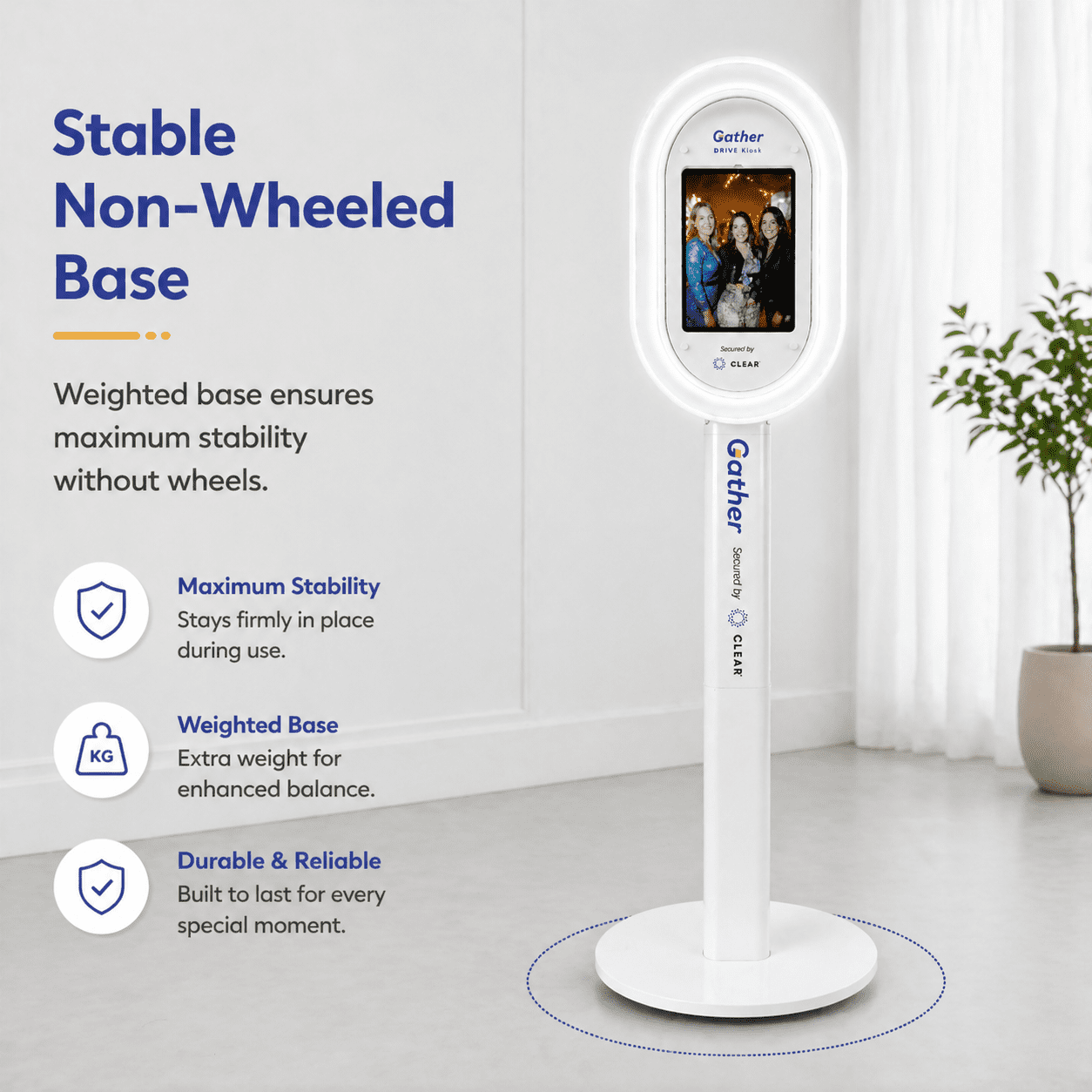 iPad Photo Booth Stand with White Ring Light, Selfie Station Kiosk for 12.9" and 13" iPads, Stable No-Wheel Floor Stand for Weddings, Parties, Events, Tablet Not Included