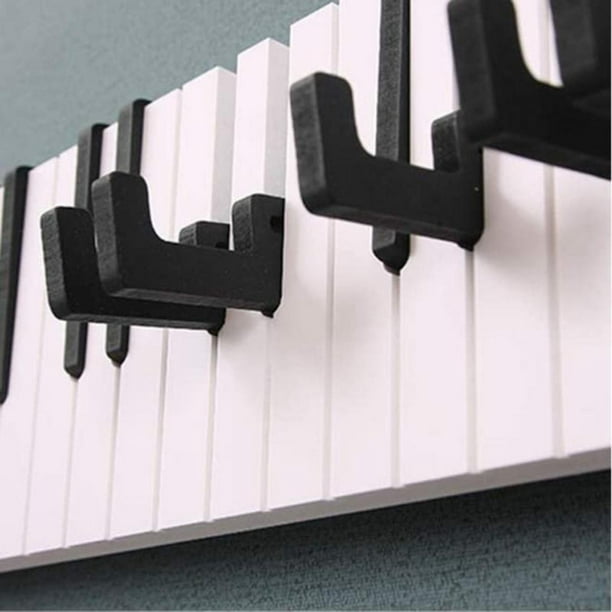 5 Hooks Wooden Piano Coat Hanger Wall Mounted